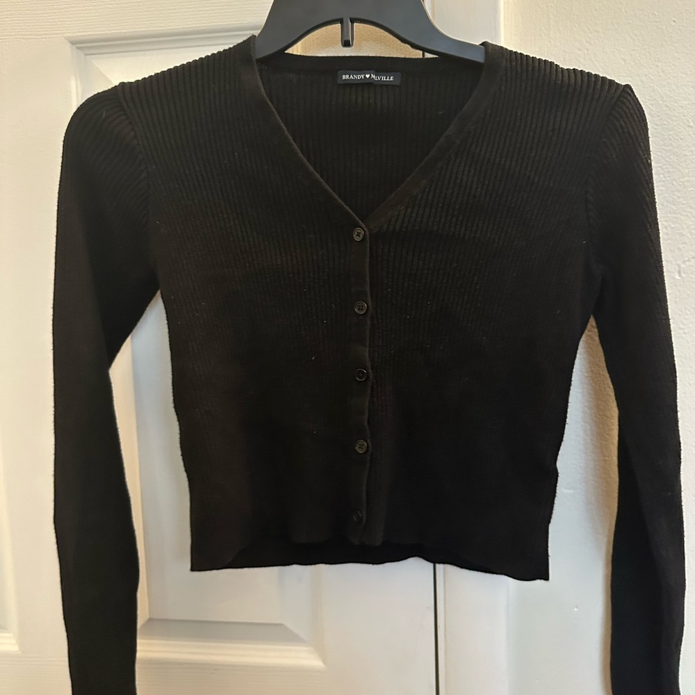 Brandy Melville Shannon Button Up Sweater Black
